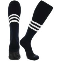 TCK Made in USA Dugout Series Classic 3-Stripe Baseball Socks Black-White